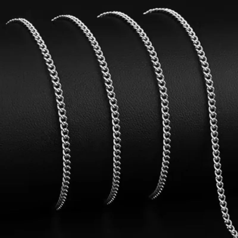 3mm Men's Cuban Chain Necklace Simple Stainless Steel Necklace Fashion Titanium Steel Jewelry Trend Accessories Party Gifts