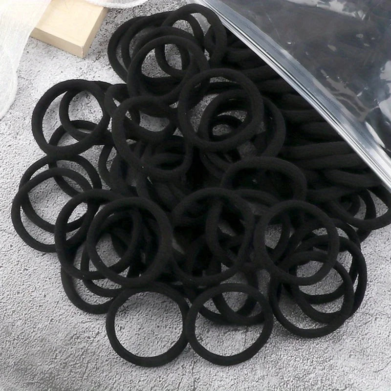 100pcs High Elastic Hair Bands For Girls Black Hairband Rubber Ties Ponytail Holder Scrunchies Kids Hair Accessories