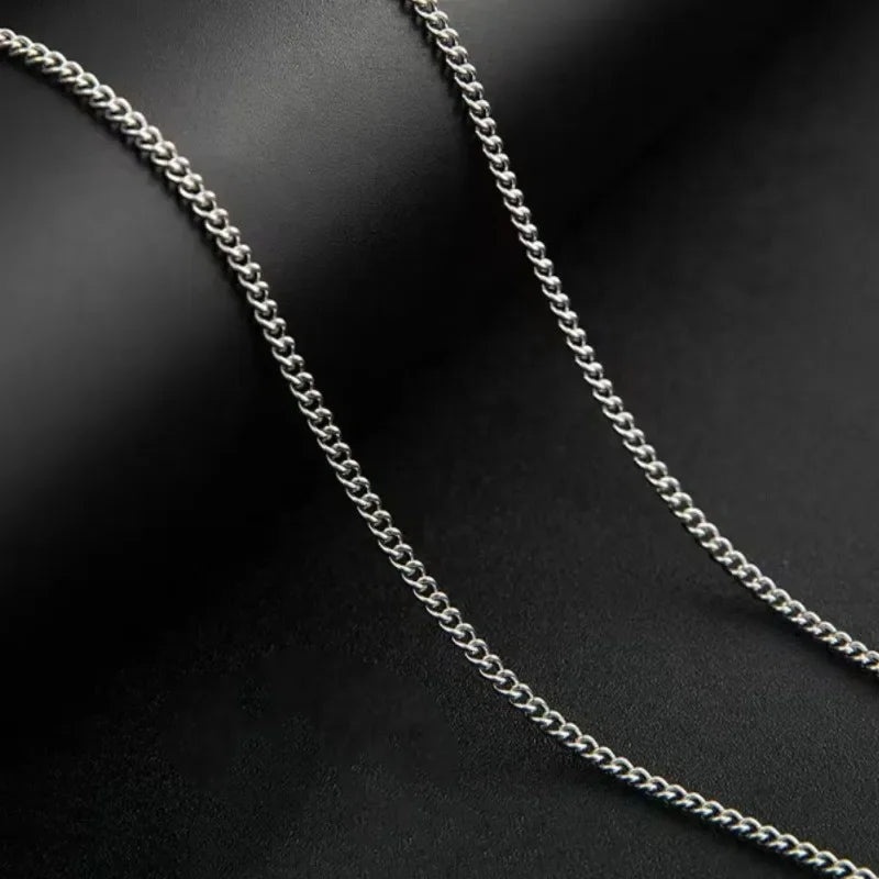3mm Men's Cuban Chain Necklace Simple Stainless Steel Necklace Fashion Titanium Steel Jewelry Trend Accessories Party Gifts