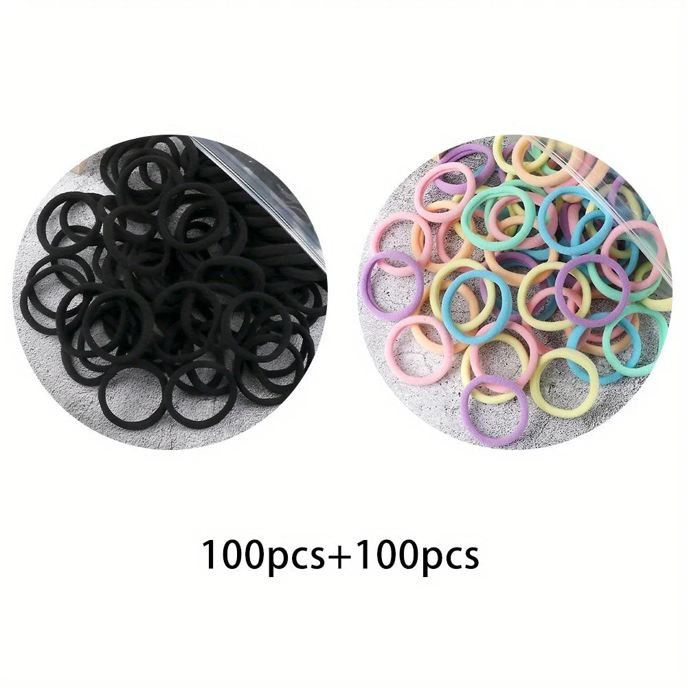100pcs High Elastic Hair Bands For Girls Black Hairband Rubber Ties Ponytail Holder Scrunchies Kids Hair Accessories