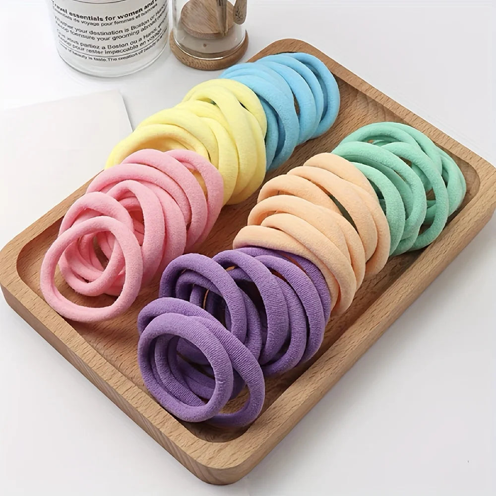 100pcs High Elastic Hair Bands For Girls Black Hairband Rubber Ties Ponytail Holder Scrunchies Kids Hair Accessories