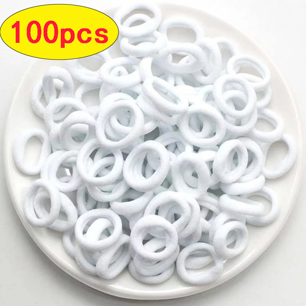100pcs High Elastic Hair Bands For Girls Black Hairband Rubber Ties Ponytail Holder Scrunchies Kids Hair Accessories