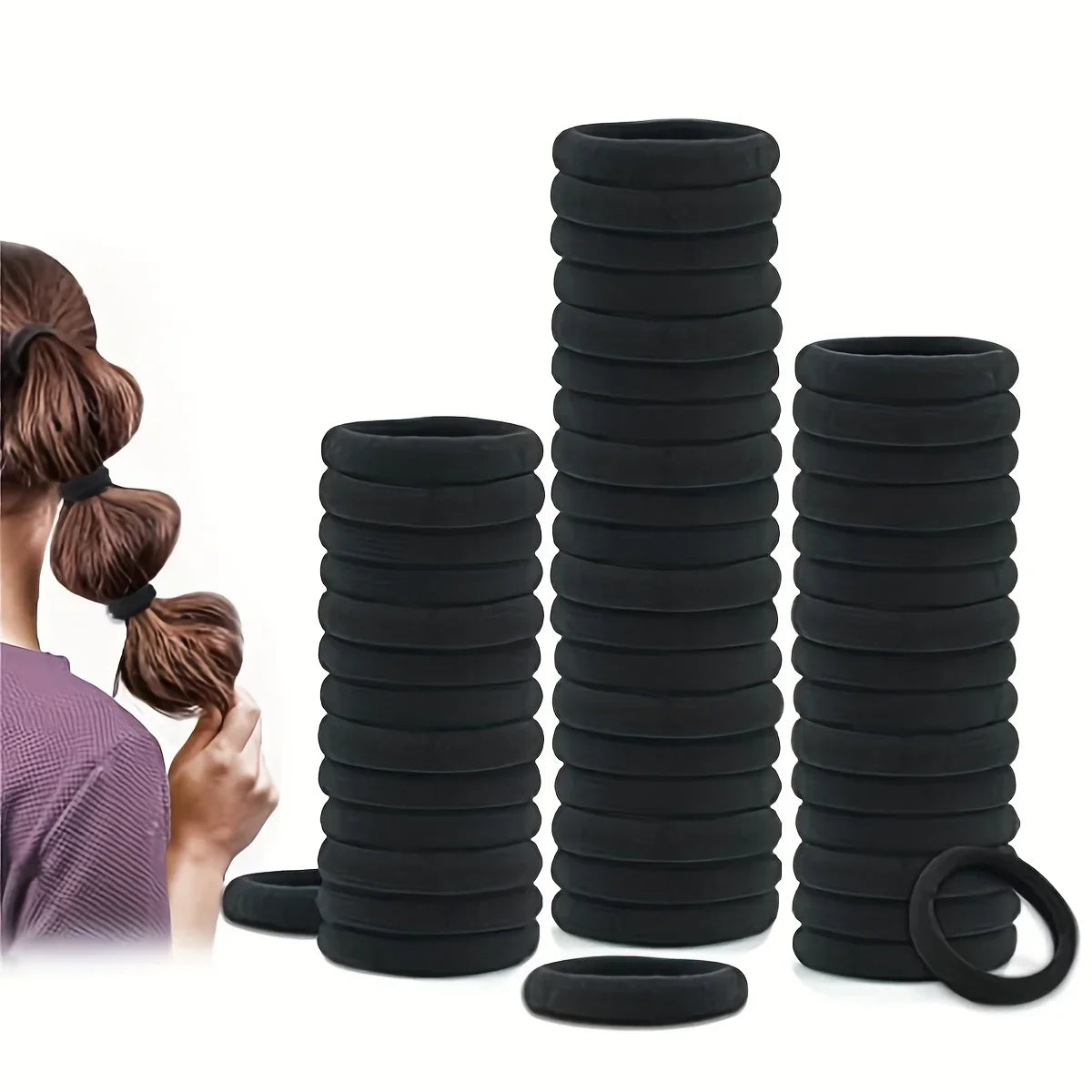 100pcs High Elastic Hair Bands For Girls Black Hairband Rubber Ties Ponytail Holder Scrunchies Kids Hair Accessories