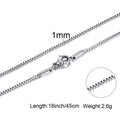 1/2/3MM Thin Chain Necklace for Men Women,Stainless Steel Square Box Chain Link Collars,Male Unisex Jewelry Gift