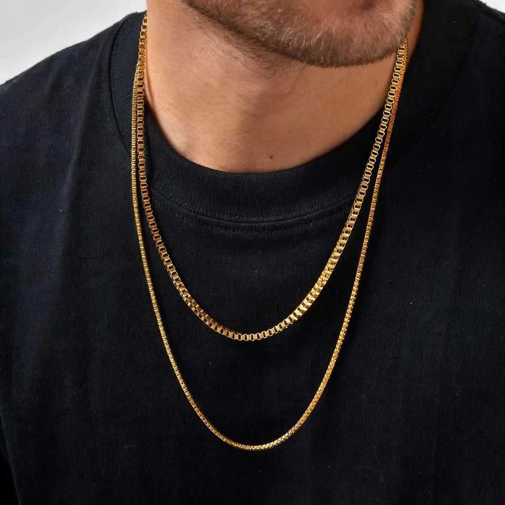 1/2/3MM Thin Chain Necklace for Men Women,Stainless Steel Square Box Chain Link Collars,Male Unisex Jewelry Gift