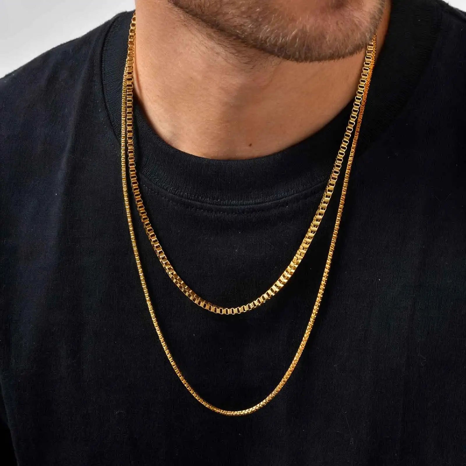 1/2/3MM Thin Chain Necklace for Men Women,Stainless Steel Square Box Chain Link Collars,Male Unisex Jewelry Gift